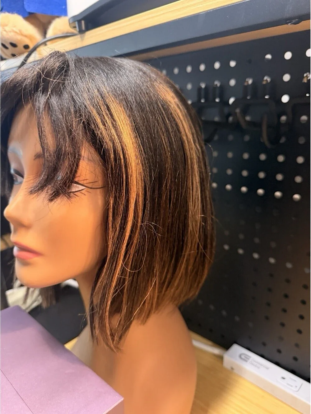 Luvme Hair Natural Black Brown Human Hair Straight Bob Bangs Wig
